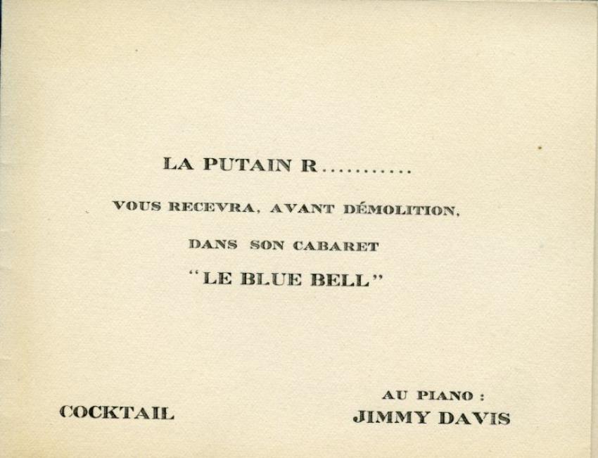 Carte postale tapuscrite signée de Nelson Algren envoyée de Cannes le 17 juillet 1948