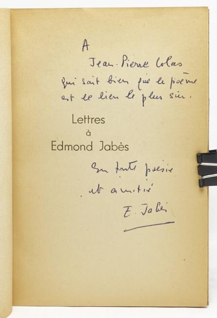 Lettres à Edmond Jabès