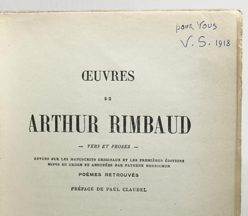 [Victor Segalen – Hélène Hilpert] Œuvres de Arthur Rimbaud. Vers et Proses