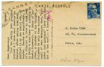 Carte postale tapuscrite signée de Nelson Algren envoyée de Cannes le 17 juillet 1948